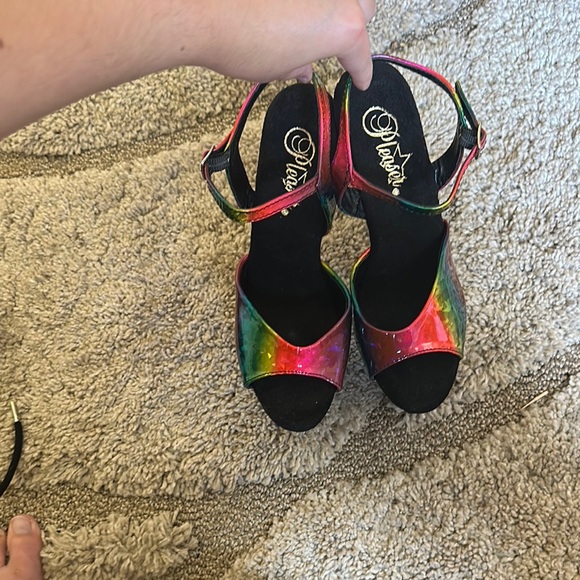 Pleaser Black Platform Shoes with Dramatic Stiletto Heels - Picture 2 of 4